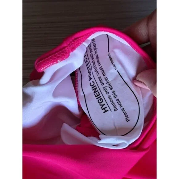 Aqua Eve Womens Plus Size 18W Hot Pink One-Piece Swimsuit Ruched V-Neck NEW Tags - Picture 5 of 12